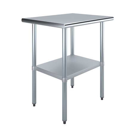 AMGOOD Stainless Steel Metal Table with Undershelf, 30 Long X 24 Deep AMG WT-2430